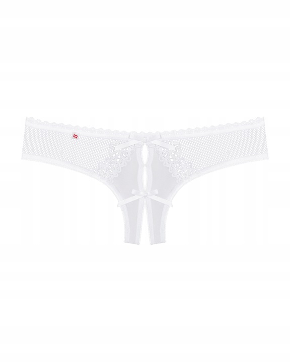 Stringi damskie otwarte bielizna erotyczna Obsessive Alabastra z dziurką