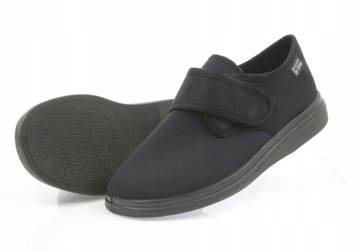 BUTY MIĘKKIE DLA SENIORA Z JONAMI SREBRA RZEP STOPA CUKRZYCOWA HALUKSY