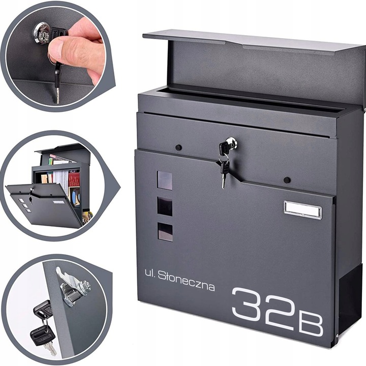 SKRZYNKA NA LISTY Z ADRESEM NUMEREM DOMU NAPISEM DRUK NADRUK UV