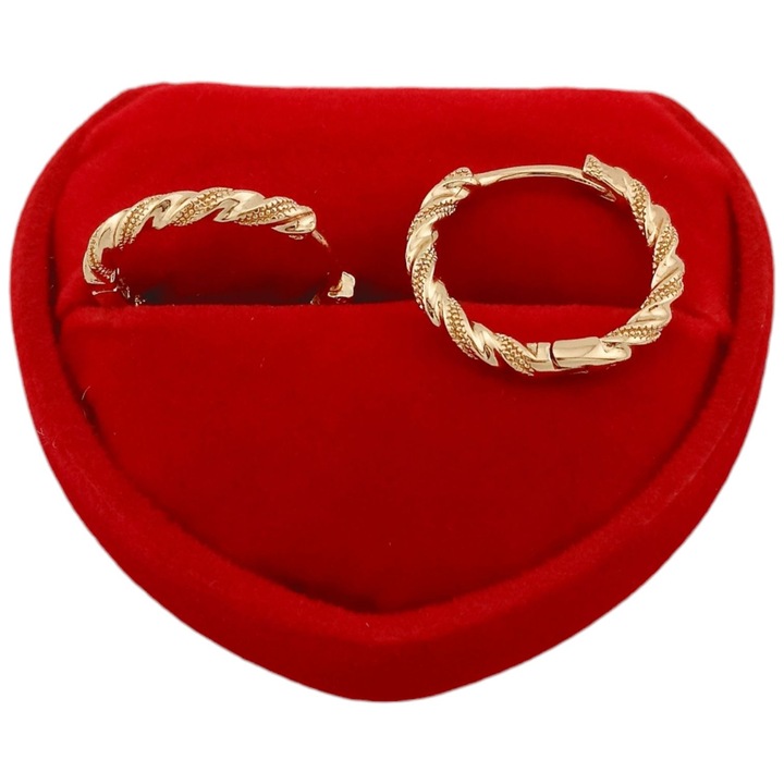 Złote kolczyki codzienne kółka skręcane dla kobiety pozłacane na prezent