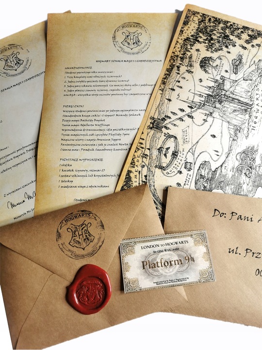 Twój List z Hogwartu Harry Potter - pieczęć, bilet