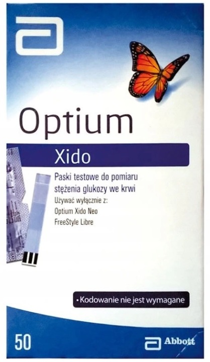 OPTIUM XIDO PASKI TESTOWE POMIAR GLUKOZY 50 sztuk