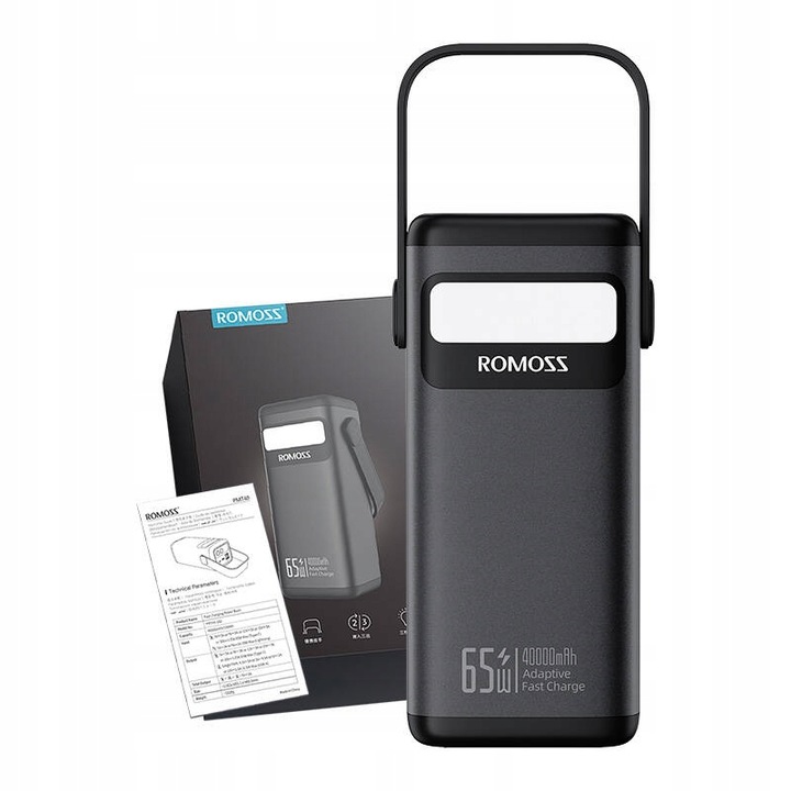 Romoss Powerbank PMT40 Power Bank USB-C PD 40000mAh 65W Z Uchwytem Ekran
