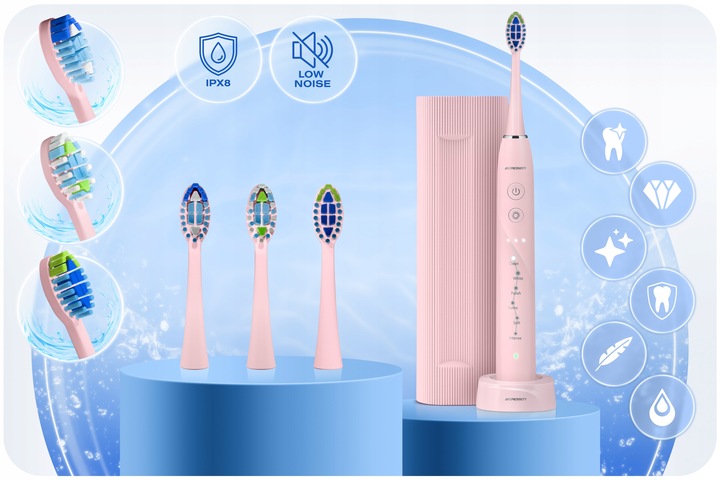 SZCZOTECZKA SONICZNA DO ZĘBÓW ELEKTRYCZNA + ETUI BERDSEN GALAXY