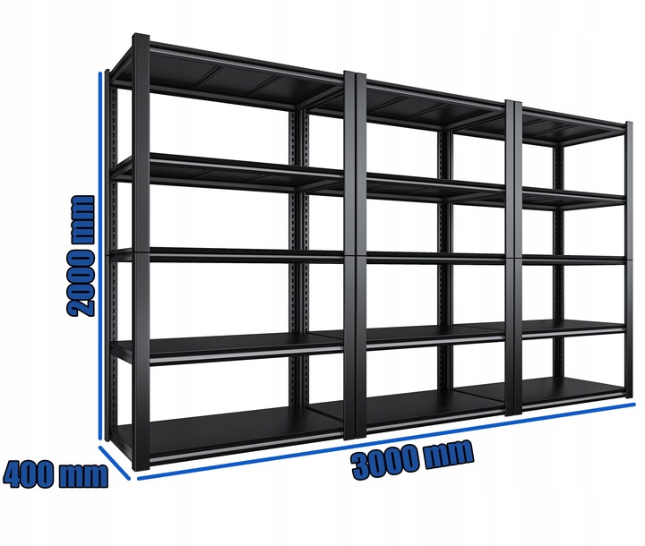REGAŁ METALOWY MAGAZYNOWY 200x300x40 5 półek do garażu piwnicy biura