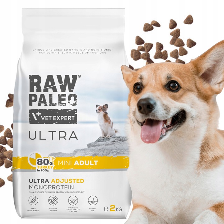 RAW PALEO ULTRA TURKEY ADULT MINI 2kg-sucha karma indyk dla psów ras małych