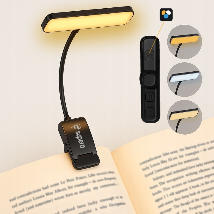 Lampka do czytania książek bezprzewodowa z 24 LED, obracana elastyczna