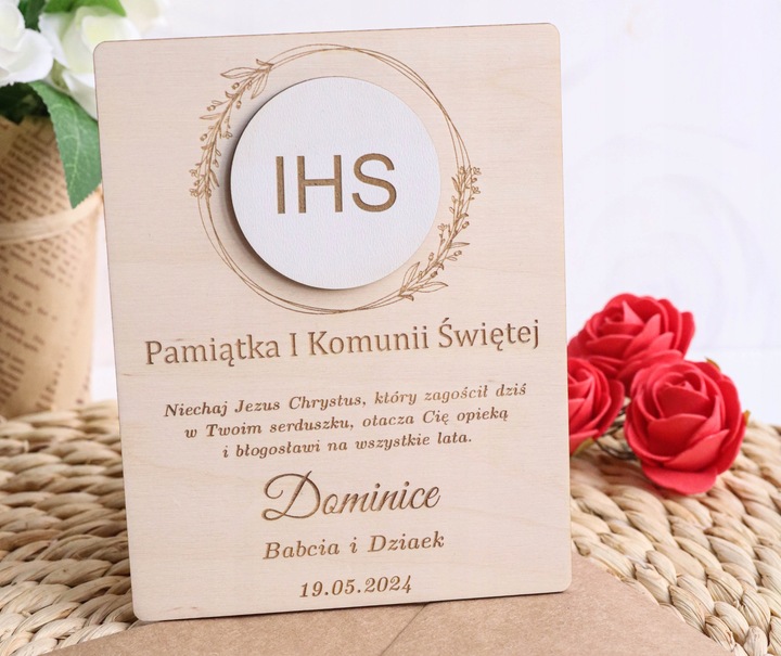 OBRAZEK SREBRNY PREZENT PAMIĄTKA KOMUNII ŚWIĘTEJ