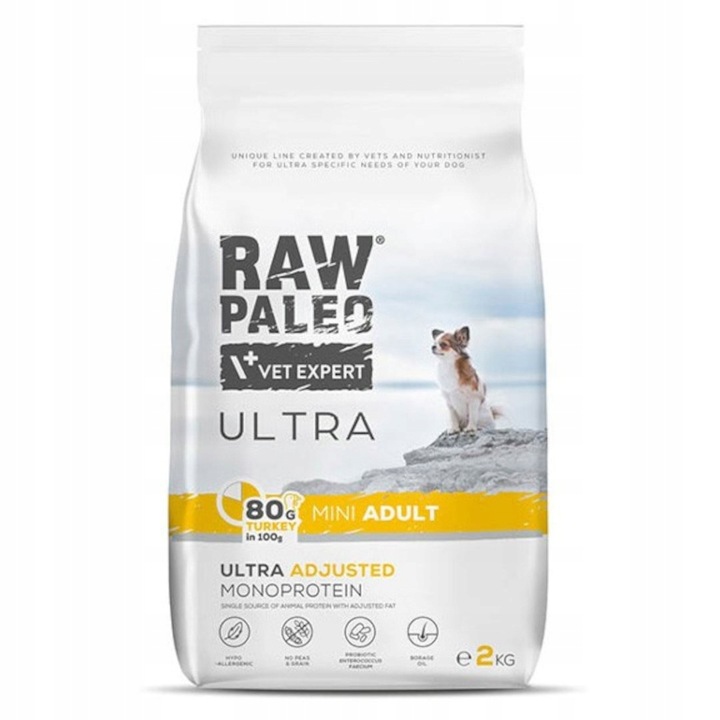 Raw Paleo Ultra Mini Adult 2kg Sucha Karma Z Indykiem Dla Psów Małych Ras