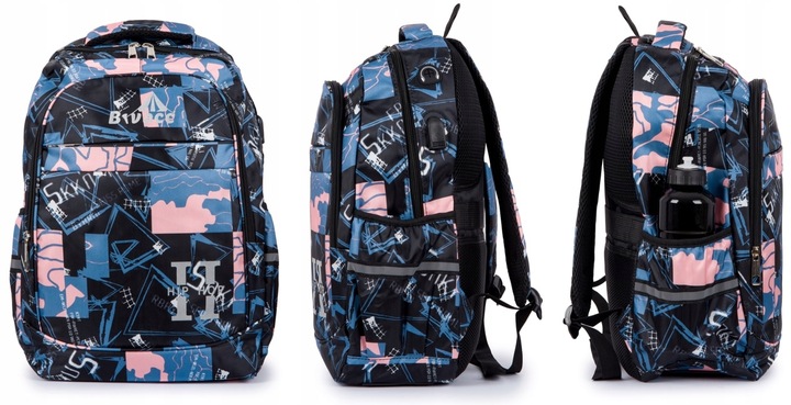 Tornister szkolny plecak młodzieżowy we wzory Duży 24L 3 kolory Klasa 4-8