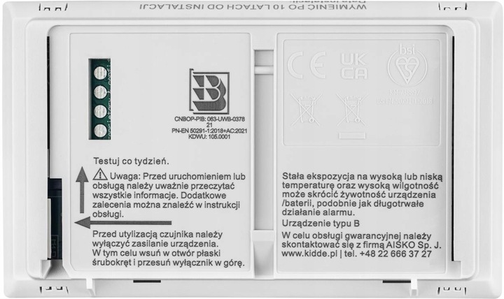 Czujnik detektor tlenek węgla (CO) Czad K10LLDCO Kidde