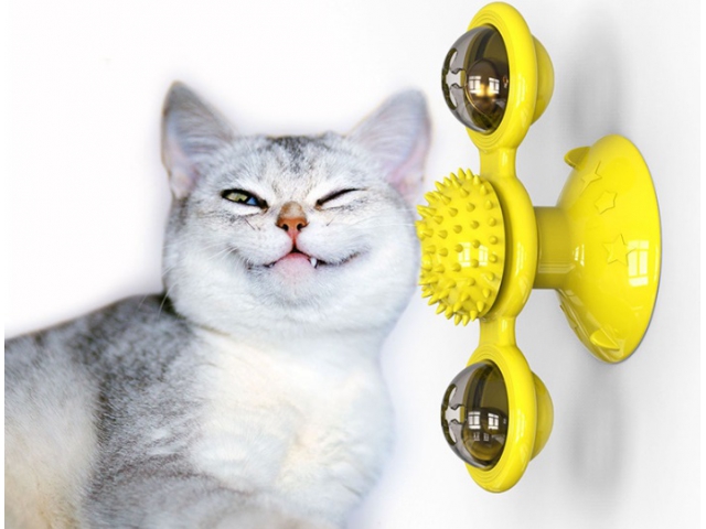 Gryzak z kocimiętką Interaktywna zabawka z przyssawką dla kota ŚWIECĄCA 360