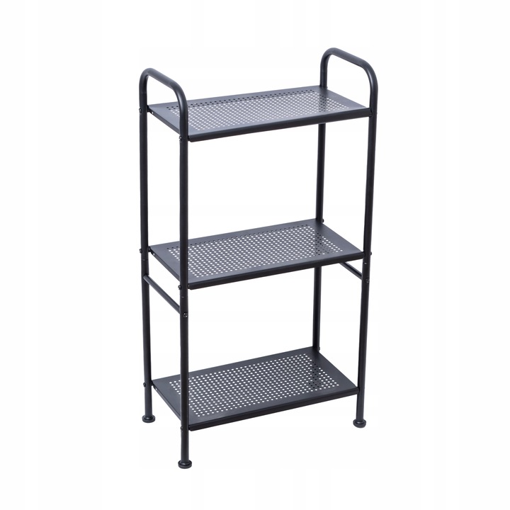 Regał łazienkowy metalowy czarny słupek szafka 3 półki do łazienki