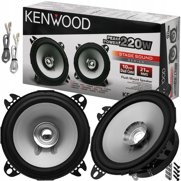 Głośniki 10cm KENWOOD KFC-S1056 do VW T3 T4 T5 LT Przód | Zestaw