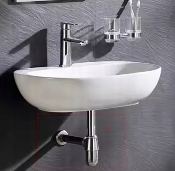 ZESTAW: SYFON UMYWALKOWY DO UMYWALKI + KOREK KLIK-KLAK BEZ PRZELEWU SREBRNY