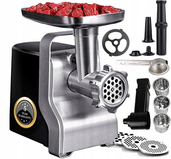MASZYNKA DO MIELENIA MIĘSA METAL PREMIUM 3 SITA + SZARPAK MOC 2100W