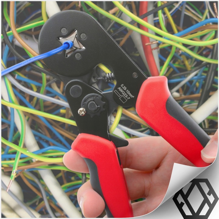 ZACISKARKA PRASKA DO KONEKTORÓW KOŃCÓWEK KABLI TULEJEK 0.25-10mm²