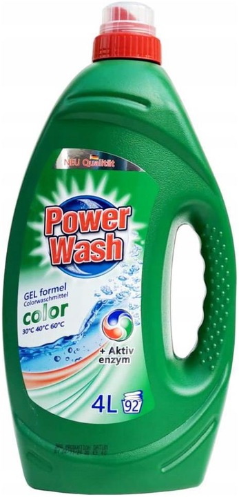NIEMIECKI ŻEL DO PRANIA POWER WASH KOLOR 4l 92 PRAŃ COLOR KOLOR TKANIN