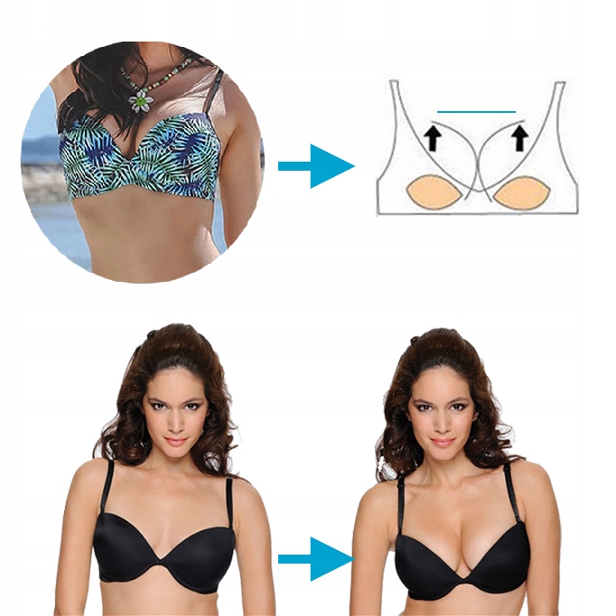WKŁADKI DO BIKINI STANIKA PUSH UP SILIKON WYMIENNE MODELUJĄCE POWIĘKSZAJĄCE
