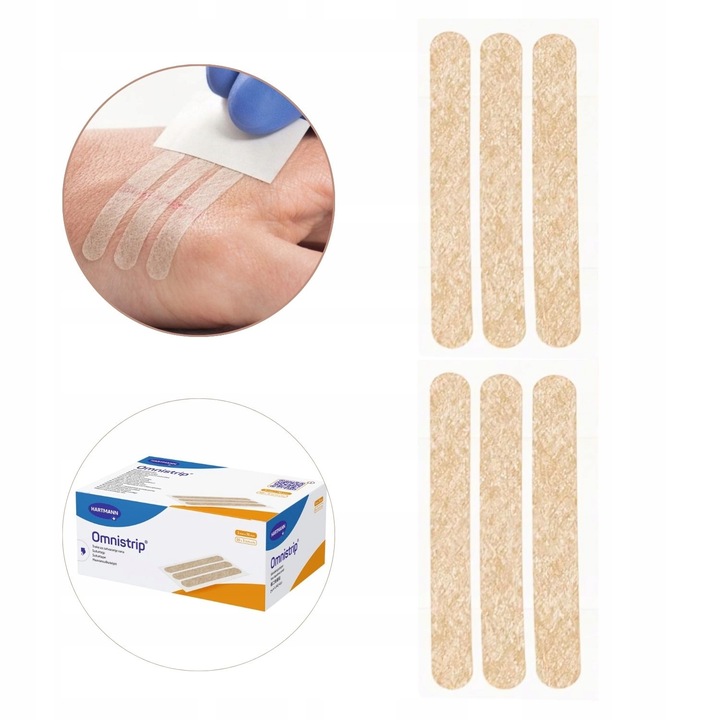 10x6szt OMNISTRIP plastry szwy paski do zamykania ran przecięć skóry 6x38mm