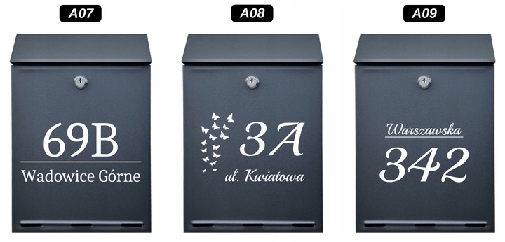 Skrzynka na listy Pocztowa A4 z Napisem, ANTRACYT, CZARNY -kolory