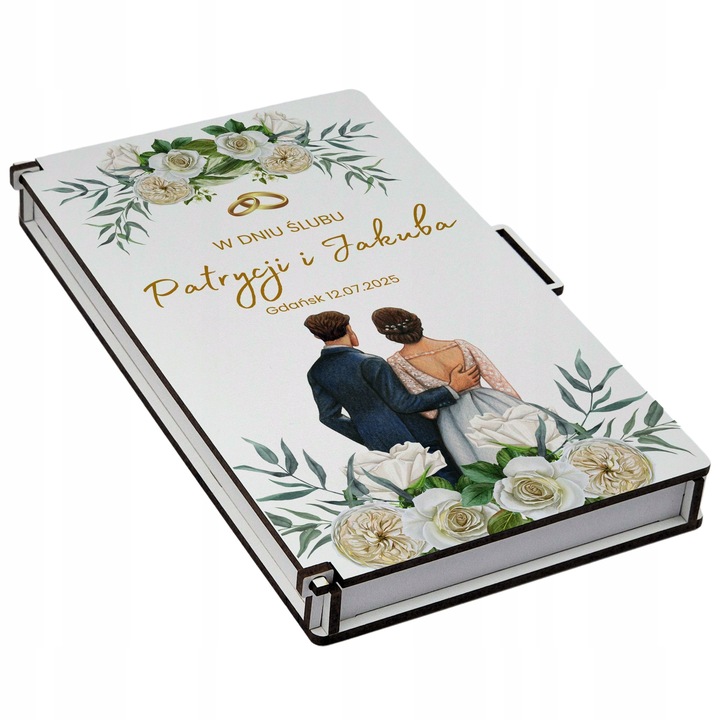 PREZENT NA ŚLUB - PUDEŁKO NA PIENIĄDZE dla pary młodej pamiątka ślubu