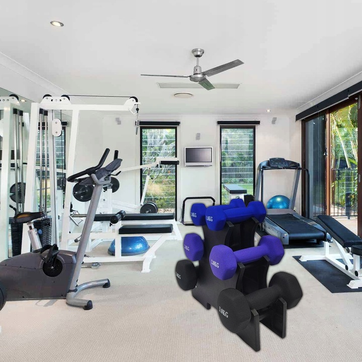 Zestaw hantli do ćwiczeń hantle hantelki ciężarki fitness stojak 1/2/3KG 12