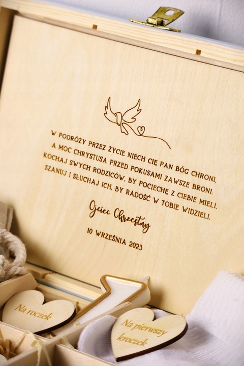 Pamiątka Chrztu Świętego Prezent na Chrzest z Grawerem BŁĘKITNE
