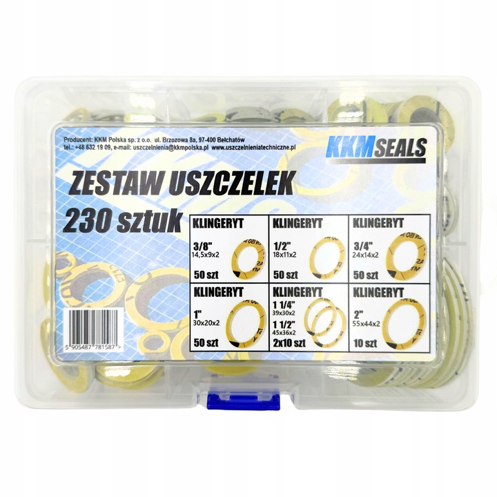 Zestaw uszczelek hydraulicznych płaskich z klingerytu, 230 szt, 7
