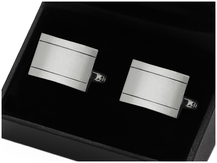 SATYNOWE STALOWE + PUDEŁKO Spinki Spinka do Mankietów Koszuli GREG d1-4