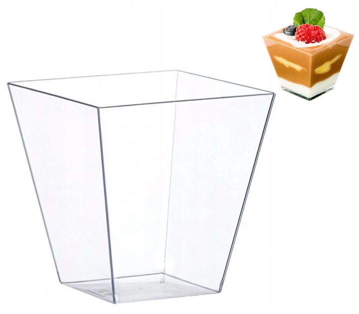 Pucharki Kwadratowe do deserów 120ml 50szt na przekąski desery pojemniki