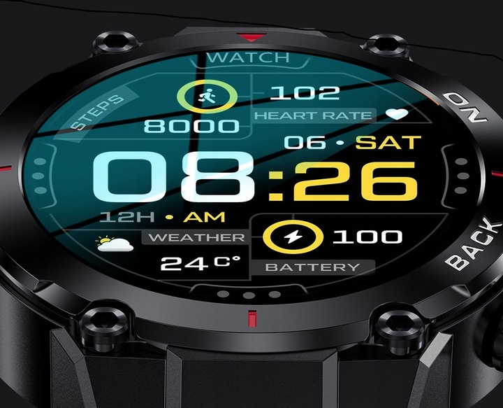 Smartwatch zegarek męski wodoszczelny GPS MILITARNY PULS MENU PL Czarny