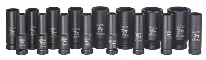 NASADKI UDAROWE ZESTAW NASADEK UDAROWYCH 1/2 DŁUGIE 16EL 10-32MM