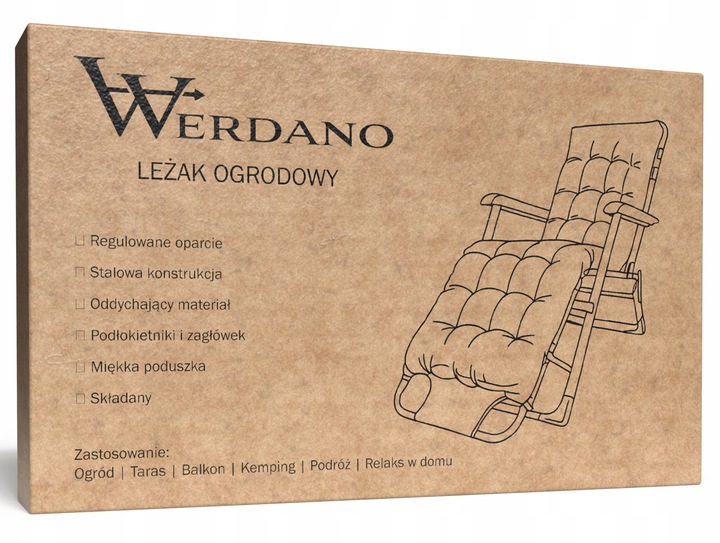 Leżak Ogrodowy Rozkładany Zero Gravity Krzesło Turystyczne Miękka