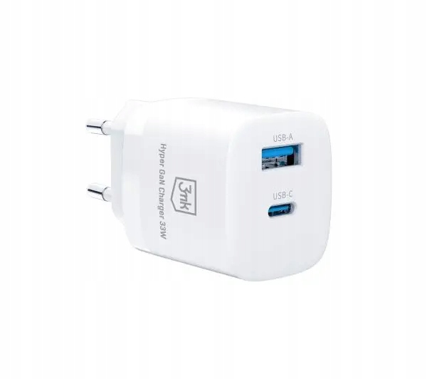 Ładowarka sieciowa uniwersalna 3mk Hyper GaN Charger 33W USB / USB-C Biała