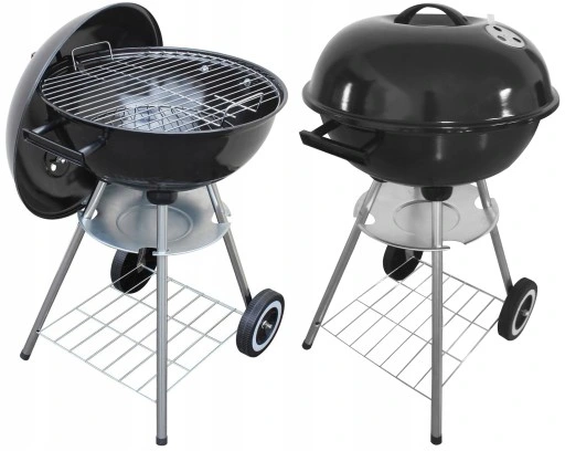 Grill BBQ KETTLE Ogrodowy węglowy na brykiet Zamykany POKRYWA półka