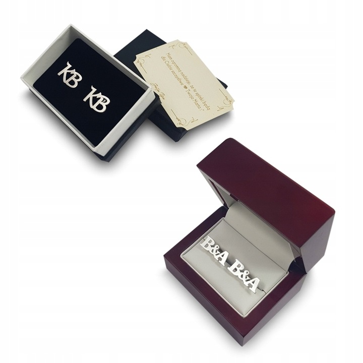 Spinki do mankietów inicjały Litera Litery Prezent