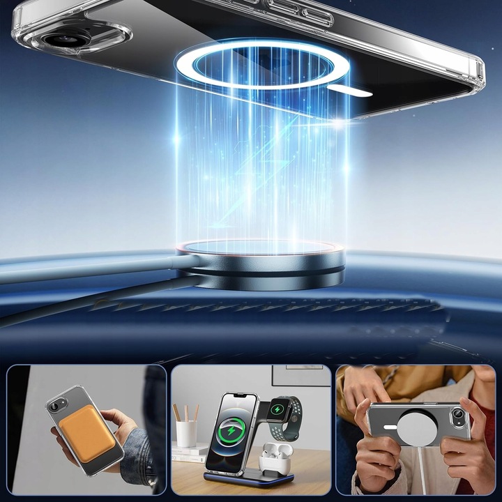 Etui do MagSafe WZMACNIANE 360° CLEAR CASE + 2x SZKŁO do IPHONE 16e