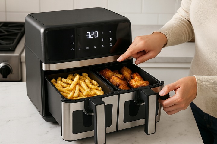 FRYTKOWNICA DWUKOMOROWA AIR FRYER 9L MOC 2000W BEZTŁUSZCZOWA 10