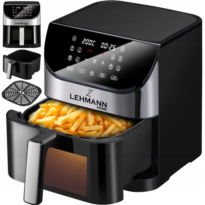 FRYTKOWNICA BEZTŁUSZCZOWA FRYTOWNICA AIRFRYER DUŻA 12 PROGRAMÓW 6l 1500W