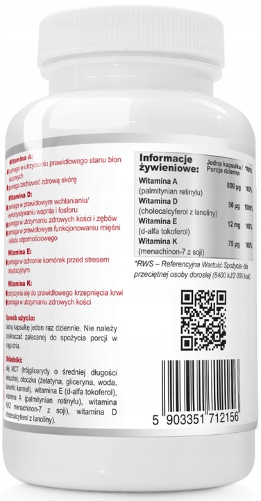 WISH WITAMINA ADEK FORTE W OLEJU MCT 60 KAPS