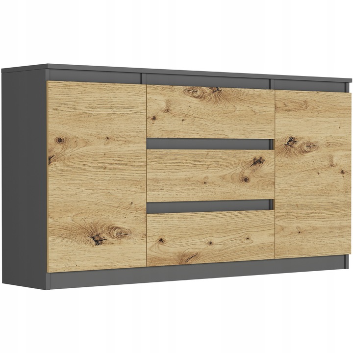 KOMODA 140 SZAFKA 3 SZUFLADY 2 PÓŁKI R-140-S3 ANTRACYT MIX ARTISAN