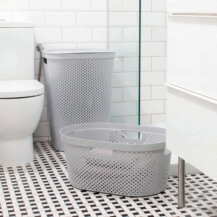 Kosz na Pranie Bieliznę Infinity Szary 60l CURVER Plastikowy Duży