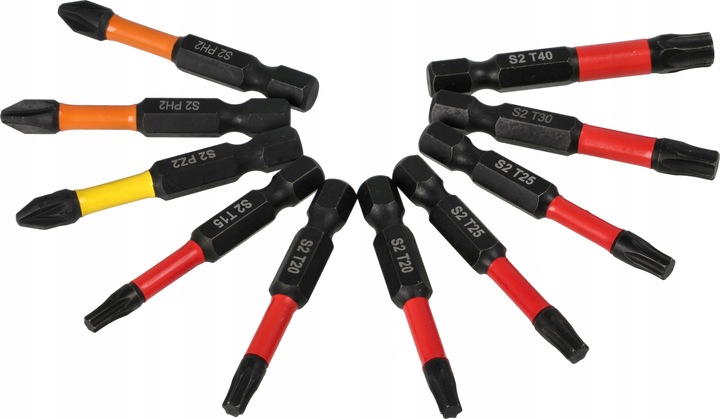 BITY UDAROWE DO WKRĘTARKI STAL S2 ZESTAW BITÓW HEX + KARABIŃCZYK