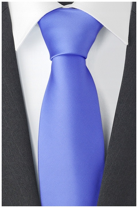 Gładki Jednokolorowy Krawat Męski NIEBIESKI R22