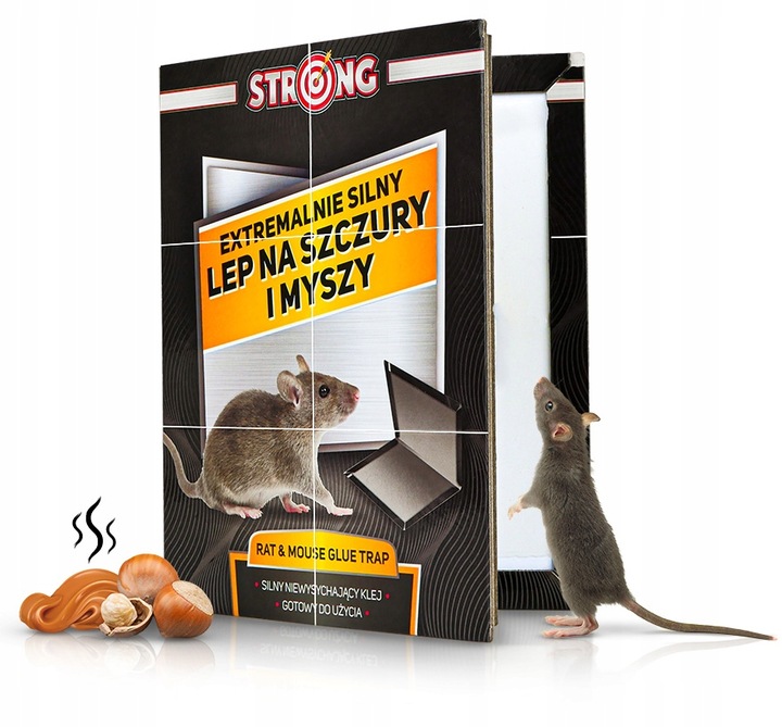 5X DUŻY LEP NA SZCZURY I MYSZY PUŁAPKA LEPOWA Z WABIKIEM 35X22 CM