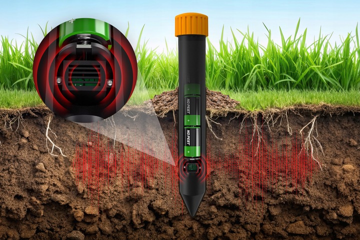 ODSTRASZACZ NA KRETY NORNICE SZCZURY ODSTRASZACZ KRETÓW NORNIC DO 800