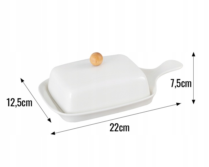 Maselniczka ceramiczna z przykrywką i rączką biała