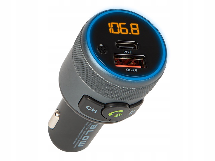 TRANSMITER FM BLUETOOTH USB TYP C QC 3.0 + PD BASS PD 20W
