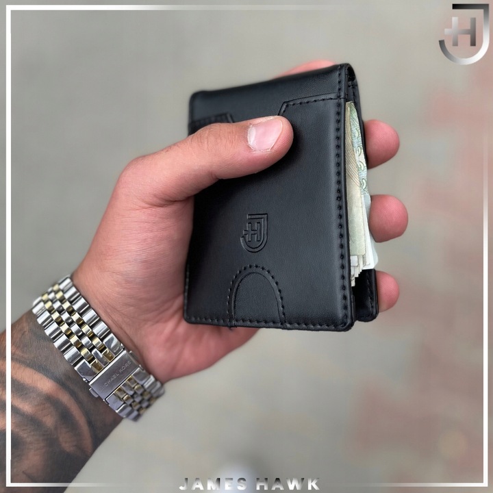 James Hawk Smart Wallet Skórzany portfel męski Slim Cienki 1,5 cm RFID
